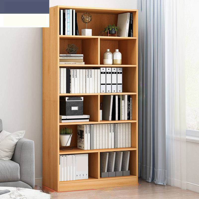 Modern Vertical Closed Back Bookcase Engineered Wood Bookshelf with Cabinets 23.6"L x 9.4"W x 70.9"H Natural Shelves Clearhalo 'Bookcases' 'furn' 'furn_bookcases' 'Furniture' 'Office Furniture' 6359106