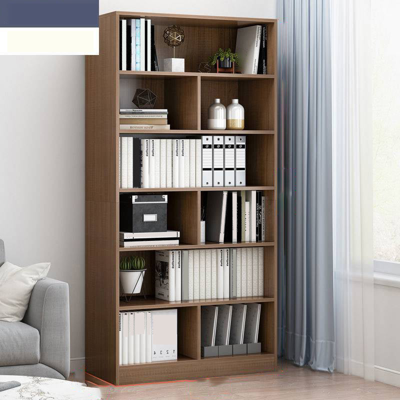 Modern Vertical Closed Back Bookcase Engineered Wood Bookshelf with Cabinets 23.6"L x 9.4"W x 70.9"H Walnut Shelves Clearhalo 'Bookcases' 'furn' 'furn_bookcases' 'Furniture' 'Office Furniture' 6359107