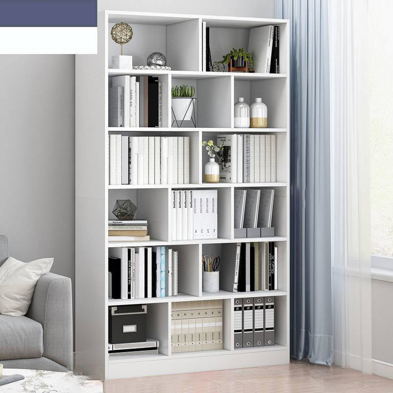 Modern Vertical Closed Back Bookcase Engineered Wood Bookshelf with Cabinets 31.5"L x 9.4"W x 70.9"H White Shelves Clearhalo 'Bookcases' 'furn' 'furn_bookcases' 'Furniture' 'Office Furniture' 6359115