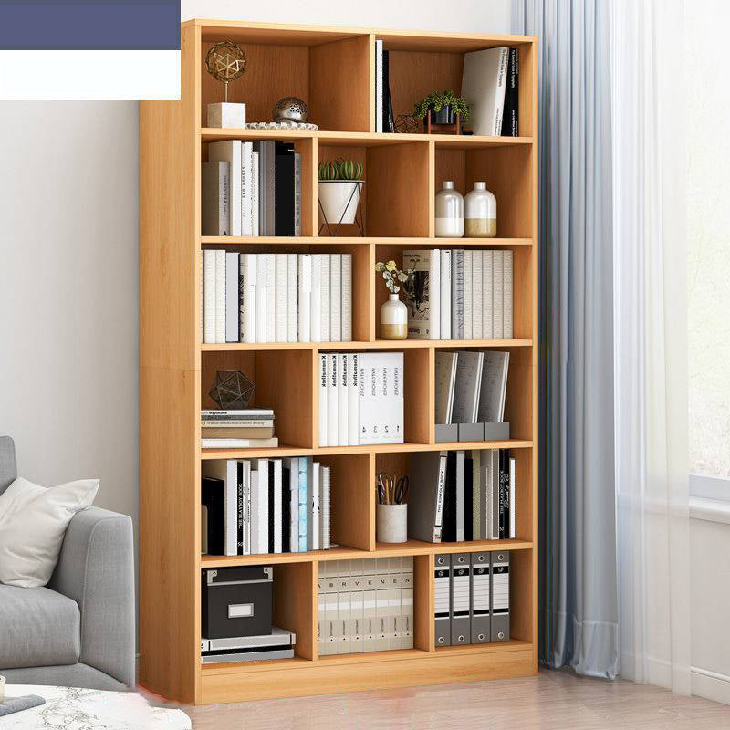 Modern Vertical Closed Back Bookcase Engineered Wood Bookshelf with Cabinets 31.5"L x 9.4"W x 70.9"H Natural Shelves Clearhalo 'Bookcases' 'furn' 'furn_bookcases' 'Furniture' 'Office Furniture' 6359116