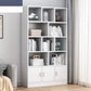 Modern Vertical Closed Back Bookcase Engineered Wood Bookshelf with Cabinets 39.4"L x 9.4"W x 70.9"H White Cabinets Clearhalo 'Bookcases' 'furn' 'furn_bookcases' 'Furniture' 'Office Furniture' 6359121