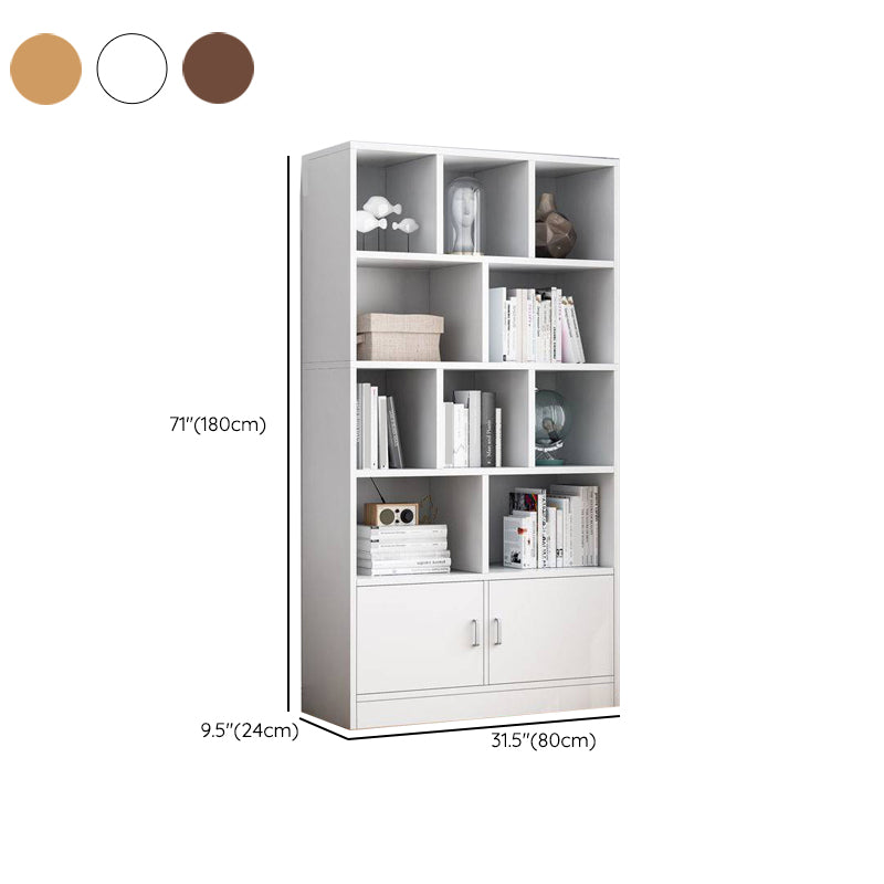 Modern Vertical Closed Back Bookcase Engineered Wood Bookshelf with Cabinets Clearhalo 'Bookcases' 'furn' 'furn_bookcases' 'Furniture' 'Office Furniture' 6359126