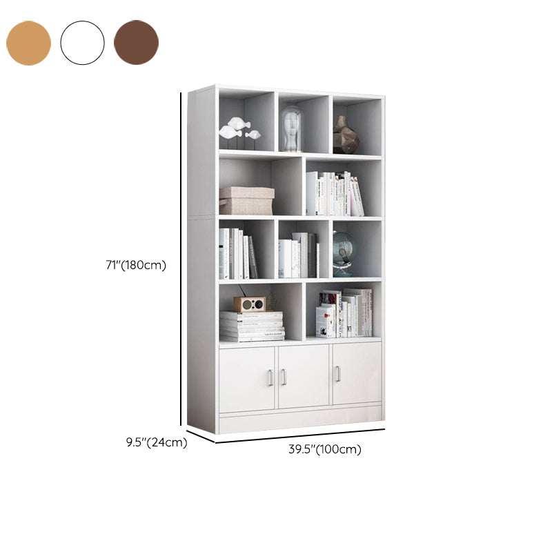 Modern Vertical Closed Back Bookcase Engineered Wood Bookshelf with Cabinets Clearhalo 'Bookcases' 'furn' 'furn_bookcases' 'Furniture' 'Office Furniture' 6359128