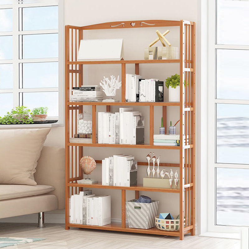 Contemporary Bookcase Open Shelf Bamboo Vertical Shelf Bookcase 39.4"L x 9.8"W x 61.8"H Clearhalo 'Bookcases' 'furn' 'furn_bookcases' 'Furniture' 'Office Furniture' 6359160