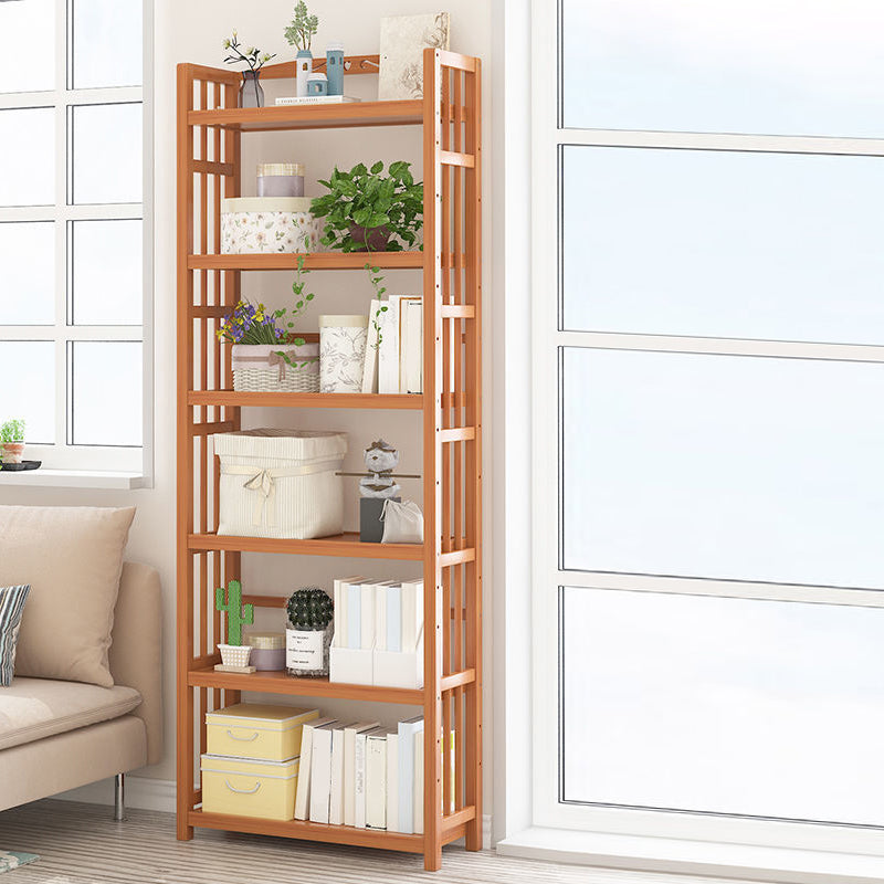 Contemporary Bookcase Open Shelf Bamboo Vertical Shelf Bookcase 19.7"L x 9.8"W x 66.5"H Clearhalo 'Bookcases' 'furn' 'furn_bookcases' 'Furniture' 'Office Furniture' 6359161