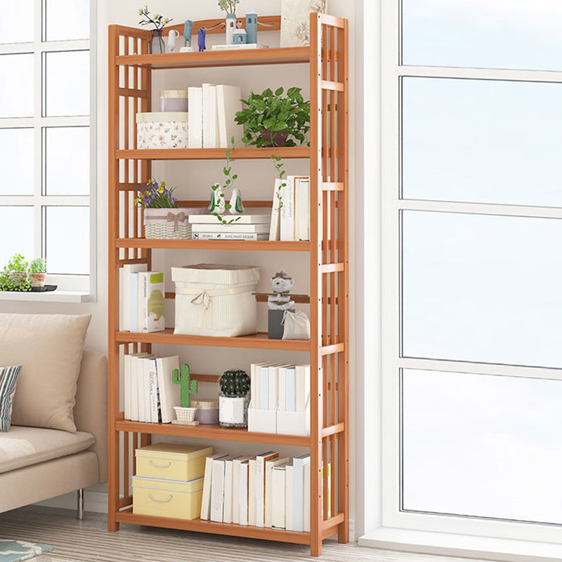 Contemporary Bookcase Open Shelf Bamboo Vertical Shelf Bookcase 27.6"L x 9.8"W x 66.5"H Clearhalo 'Bookcases' 'furn' 'furn_bookcases' 'Furniture' 'Office Furniture' 6359162