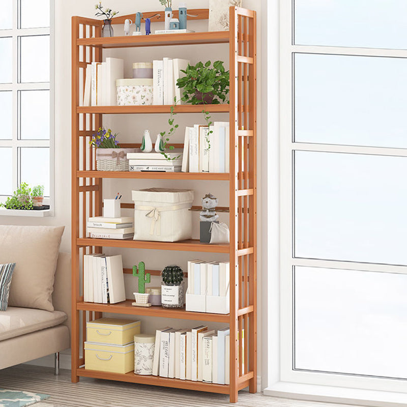 Contemporary Bookcase Open Shelf Bamboo Vertical Shelf Bookcase 31.5"L x 9.8"W x 66.5"H Clearhalo 'Bookcases' 'furn' 'furn_bookcases' 'Furniture' 'Office Furniture' 6359163