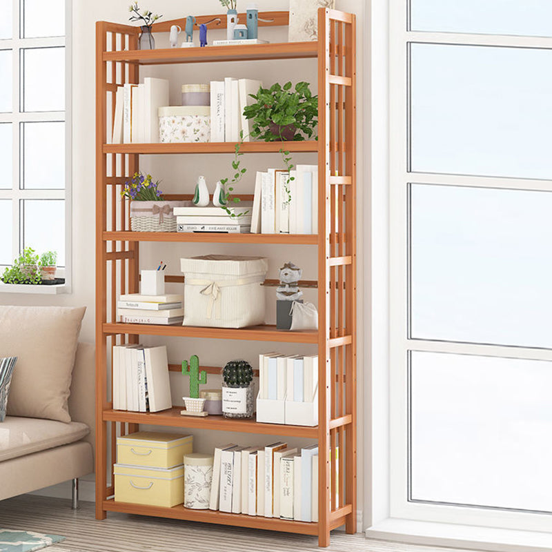 Contemporary Bookcase Open Shelf Bamboo Vertical Shelf Bookcase 35.4"L x 9.8"W x 66.5"H Clearhalo 'Bookcases' 'furn' 'furn_bookcases' 'Furniture' 'Office Furniture' 6359164