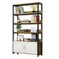 Metal Engineered Wood Shelf Bookcase Modern Home Open Book Shelf with 2 Doors