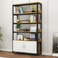 Metal Engineered Wood Shelf Bookcase Modern Home Open Book Shelf with 2 Doors