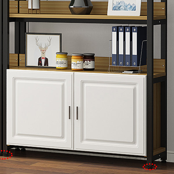 Metal Engineered Wood Shelf Bookcase Modern Home Open Book Shelf with 2 Doors