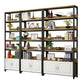 Metal Engineered Wood Shelf Bookcase Modern Home Open Book Shelf with 2 Doors