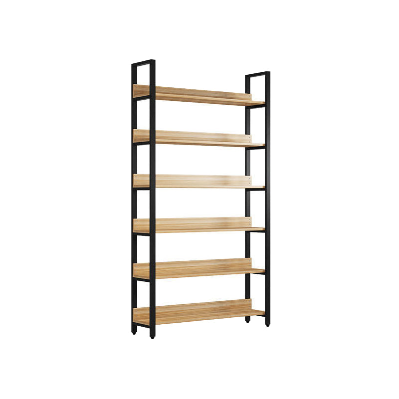 Metal and Wooden Shelf Bookcase Open Modern Brown Book Shelf for Office 39.4"L x 11.8"W x 83.5"H Clearhalo 'Bookcases' 'furn' 'furn_bookcases' 'Furniture' 'Office Furniture' 6359378