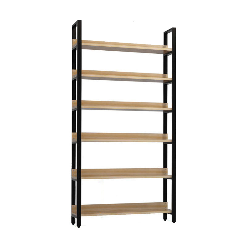 Metal and Wooden Shelf Bookcase Open Modern Brown Book Shelf for Office 47.2"L x 11.8"W x 83.5"H Clearhalo 'Bookcases' 'furn' 'furn_bookcases' 'Furniture' 'Office Furniture' 6359380