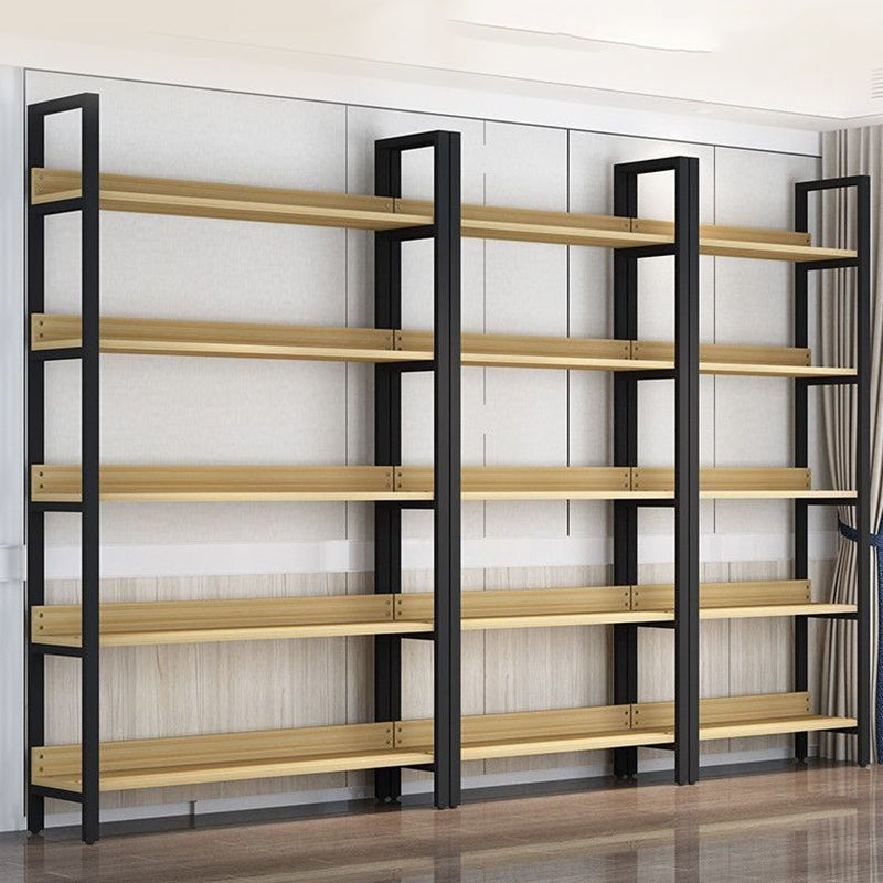 Metal and Wooden Shelf Bookcase Open Modern Brown Book Shelf for Office Clearhalo 'Bookcases' 'furn' 'furn_bookcases' 'Furniture' 'Office Furniture' 6359381