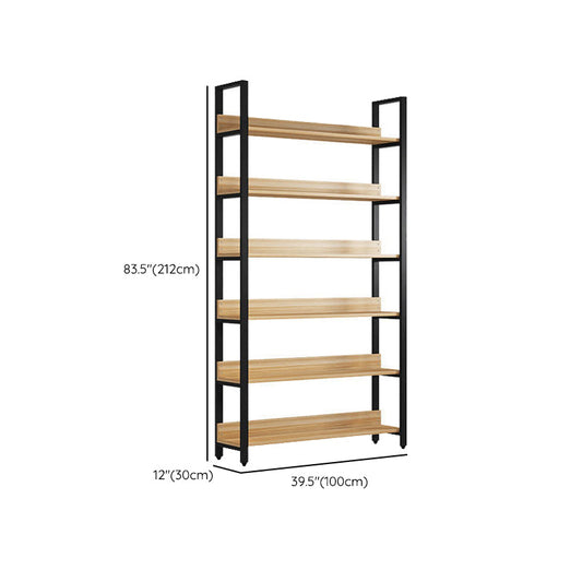 Metal and Wooden Shelf Bookcase Open Modern Brown Book Shelf for Office Clearhalo 'Bookcases' 'furn' 'furn_bookcases' 'Furniture' 'Office Furniture' 6359407