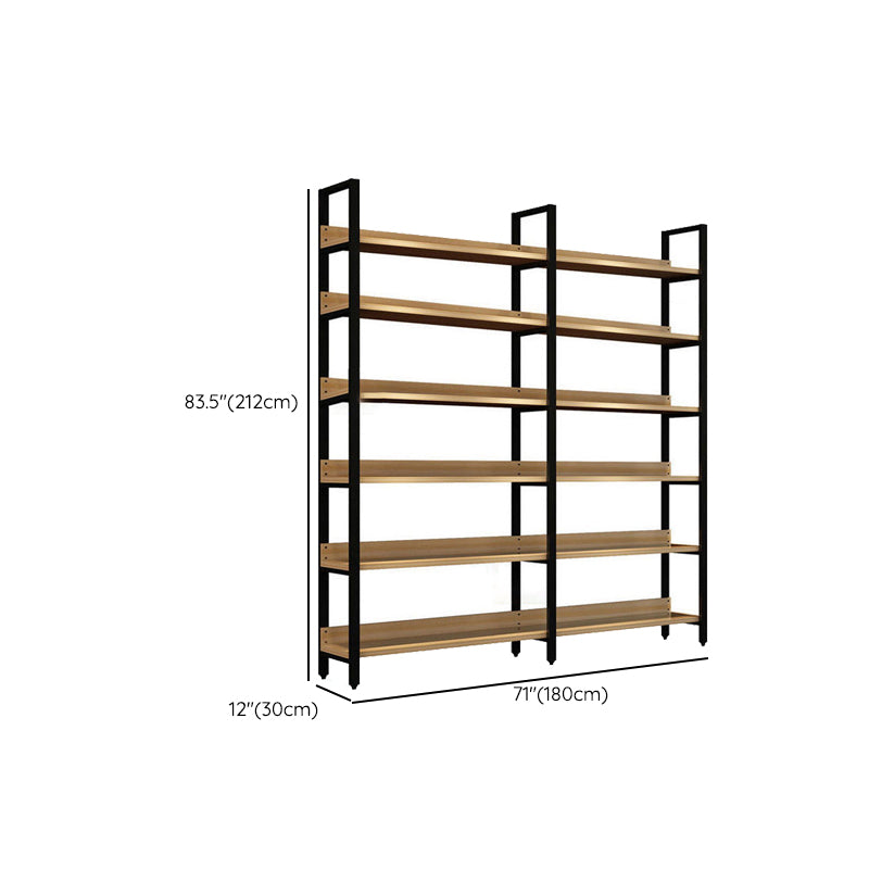 Metal and Wooden Shelf Bookcase Open Modern Brown Book Shelf for Office Clearhalo 'Bookcases' 'furn' 'furn_bookcases' 'Furniture' 'Office Furniture' 6359415