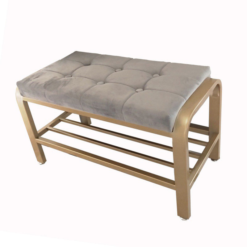 Cushioned Seating Bench 17.7" H Glam Metal Entryway Bench with Legs Clearhalo 'Benches' 'Chairs & Seating' 'furn' 'furn_benches' 'Furniture' 'Living Room Furniture' 6359822