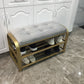 Cushioned Seating Bench 17.7" H Glam Metal Entryway Bench with Legs Clearhalo 'Benches' 'Chairs & Seating' 'furn' 'furn_benches' 'Furniture' 'Living Room Furniture' 6359824