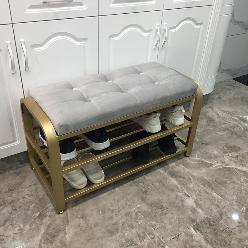 Cushioned Seating Bench 17.7" H Glam Metal Entryway Bench with Legs Clearhalo 'Benches' 'Chairs & Seating' 'furn' 'furn_benches' 'Furniture' 'Living Room Furniture' 6359824