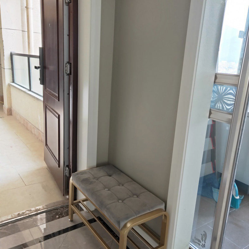 Cushioned Seating Bench 17.7" H Glam Metal Entryway Bench with Legs Clearhalo 'Benches' 'Chairs & Seating' 'furn' 'furn_benches' 'Furniture' 'Living Room Furniture' 6359825