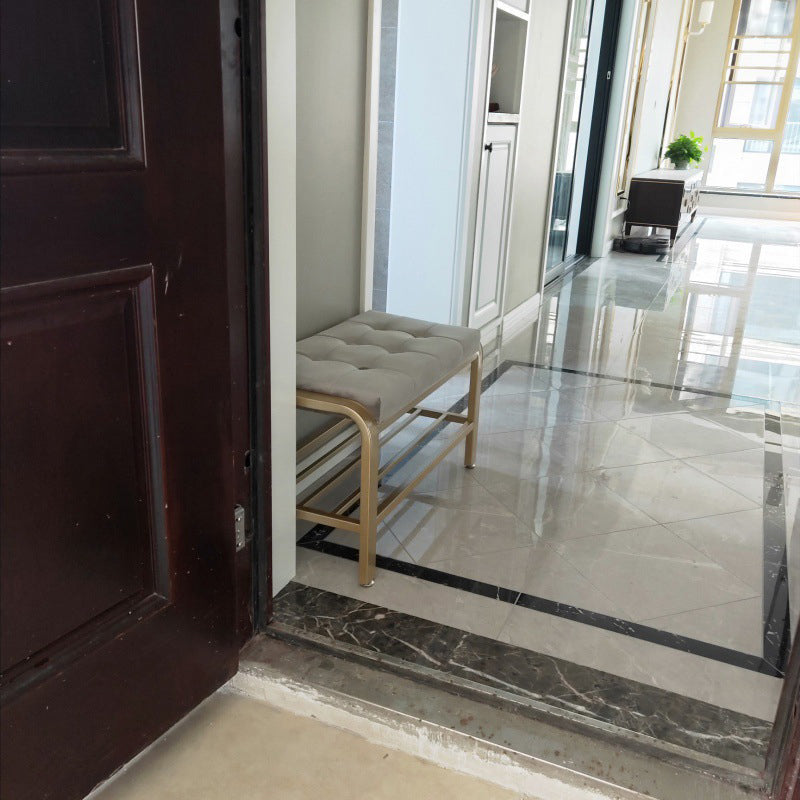 Cushioned Seating Bench 17.7" H Glam Metal Entryway Bench with Legs Clearhalo 'Benches' 'Chairs & Seating' 'furn' 'furn_benches' 'Furniture' 'Living Room Furniture' 6359826