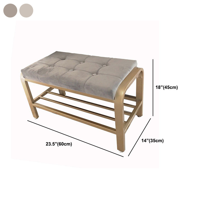Cushioned Seating Bench 17.7" H Glam Metal Entryway Bench with Legs Clearhalo 'Benches' 'Chairs & Seating' 'furn' 'furn_benches' 'Furniture' 'Living Room Furniture' 6359827