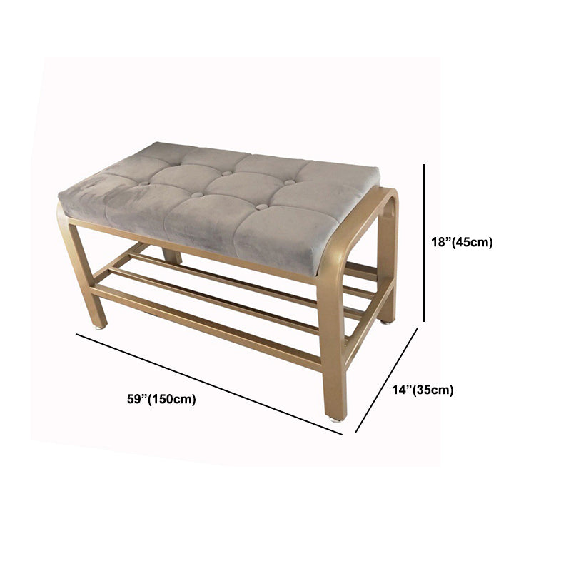 Cushioned Seating Bench 17.7" H Glam Metal Entryway Bench with Legs Clearhalo 'Benches' 'Chairs & Seating' 'furn' 'furn_benches' 'Furniture' 'Living Room Furniture' 6359831