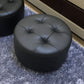 Contemporary Pouf Ottoman Faux Leather Upholstered Tufted Cylinder Shape Ottoman Gray 1 Piece Clearhalo 'furn' 'furn_ottomans_poufs' 'Furniture' 'Living Room Furniture' 'Ottomans & Poufs' 'ottomans_poufs' 6360066