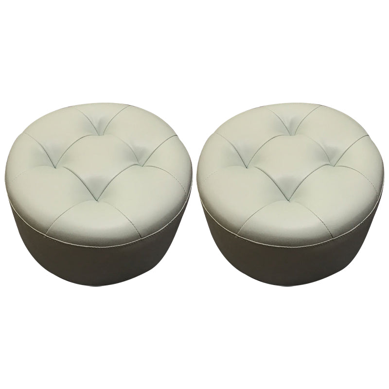 Contemporary Pouf Ottoman Faux Leather Upholstered Tufted Cylinder Shape Ottoman Blue 2 Piece Set Clearhalo 'furn' 'furn_ottomans_poufs' 'Furniture' 'Living Room Furniture' 'Ottomans & Poufs' 'ottomans_poufs' 6360070