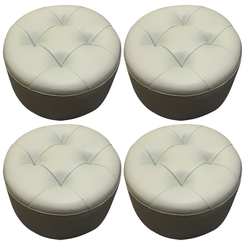 Contemporary Pouf Ottoman Faux Leather Upholstered Tufted Cylinder Shape Ottoman Blue 4 Piece Set Clearhalo 'furn' 'furn_ottomans_poufs' 'Furniture' 'Living Room Furniture' 'Ottomans & Poufs' 'ottomans_poufs' 6360071