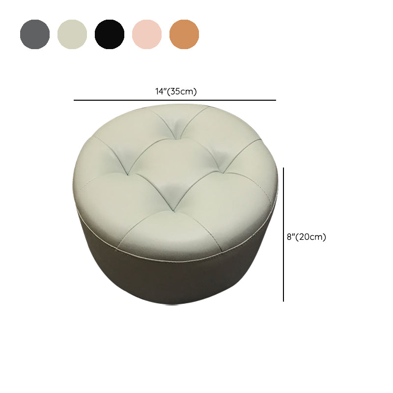 Contemporary Pouf Ottoman Faux Leather Upholstered Tufted Cylinder Shape Ottoman Clearhalo 'furn' 'furn_ottomans_poufs' 'Furniture' 'Living Room Furniture' 'Ottomans & Poufs' 'ottomans_poufs' 6360075