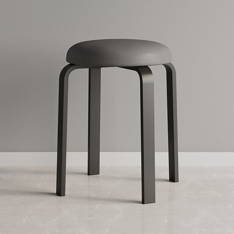 Grey Modern Standard Round Leather Water Resistant Indoor Standard Dark Gray 1 Piece Clearhalo 'furn' 'furn_ottomans_poufs' 'Furniture' 'Living Room Furniture' 'Ottomans & Poufs' 'ottomans_poufs' 6360102