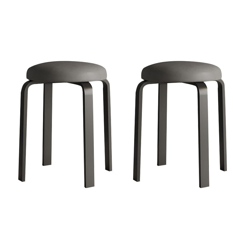 Grey Modern Standard Round Leather Water Resistant Indoor Standard Dark Gray 2 Piece Set Clearhalo 'furn' 'furn_ottomans_poufs' 'Furniture' 'Living Room Furniture' 'Ottomans & Poufs' 'ottomans_poufs' 6360103