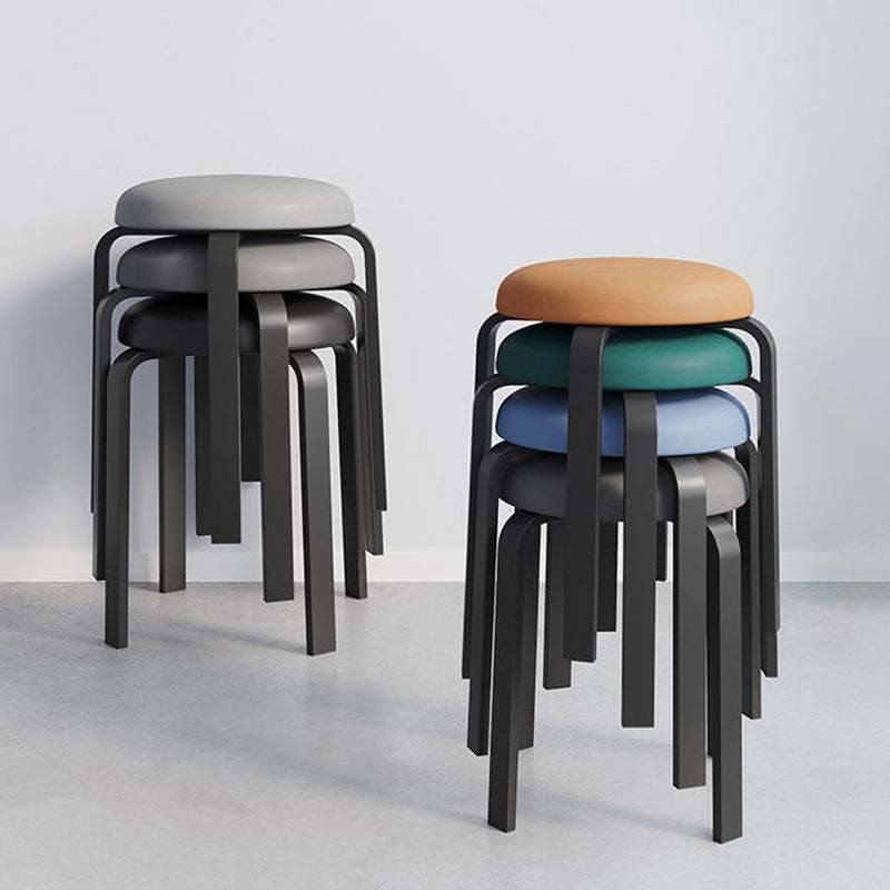 Grey Modern Standard Round Leather Water Resistant Indoor Standard Clearhalo 'furn' 'furn_ottomans_poufs' 'Furniture' 'Living Room Furniture' 'Ottomans & Poufs' 'ottomans_poufs' 6360104