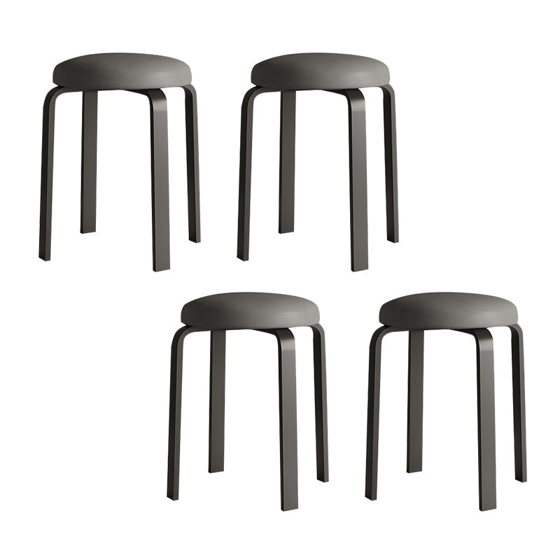 Grey Modern Standard Round Leather Water Resistant Indoor Standard Dark Gray 4 Piece Set Clearhalo 'furn' 'furn_ottomans_poufs' 'Furniture' 'Living Room Furniture' 'Ottomans & Poufs' 'ottomans_poufs' 6360106