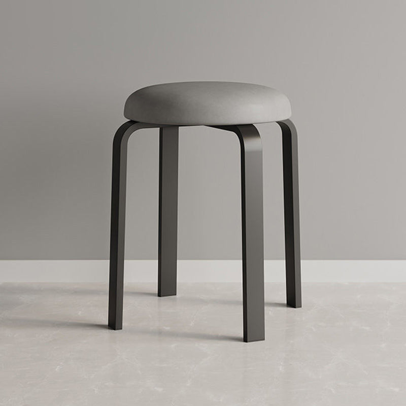 Grey Modern Standard Round Leather Water Resistant Indoor Standard Light Gray 1 Piece Clearhalo 'furn' 'furn_ottomans_poufs' 'Furniture' 'Living Room Furniture' 'Ottomans & Poufs' 'ottomans_poufs' 6360107