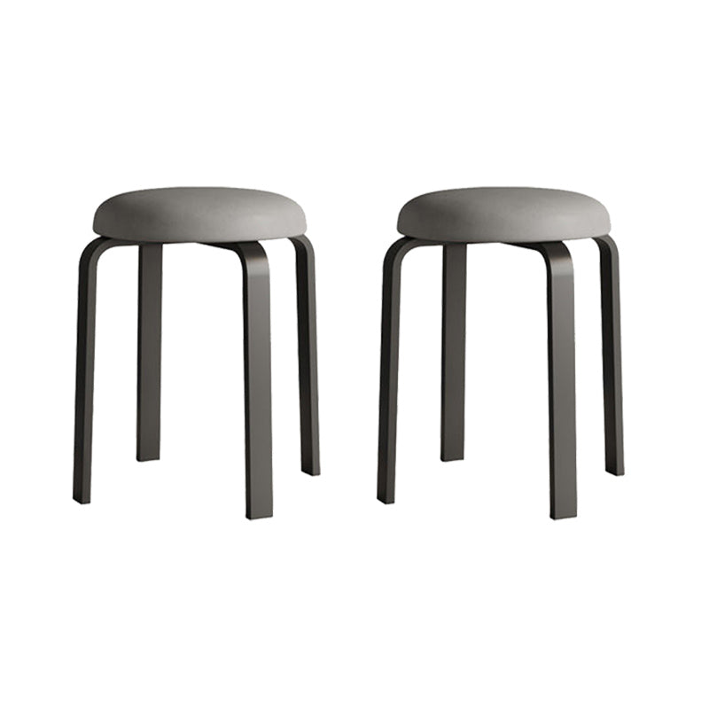 Grey Modern Standard Round Leather Water Resistant Indoor Standard Light Gray 2 Piece Set Clearhalo 'furn' 'furn_ottomans_poufs' 'Furniture' 'Living Room Furniture' 'Ottomans & Poufs' 'ottomans_poufs' 6360110