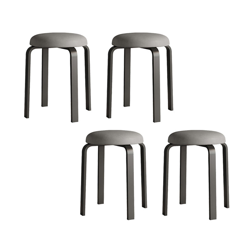 Grey Modern Standard Round Leather Water Resistant Indoor Standard Light Gray 4 Piece Set Clearhalo 'furn' 'furn_ottomans_poufs' 'Furniture' 'Living Room Furniture' 'Ottomans & Poufs' 'ottomans_poufs' 6360111