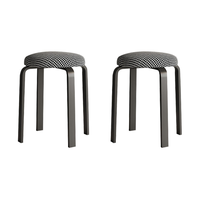 Grey Modern Standard Round Leather Water Resistant Indoor Standard Black 2 Piece Set Clearhalo 'furn' 'furn_ottomans_poufs' 'Furniture' 'Living Room Furniture' 'Ottomans & Poufs' 'ottomans_poufs' 6360116