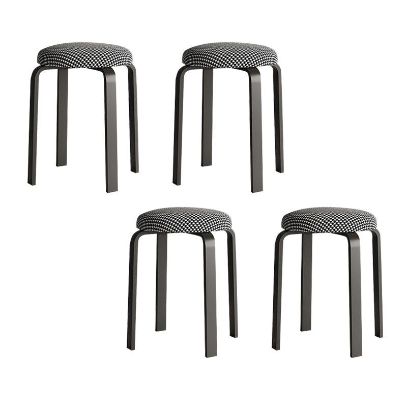 Grey Modern Standard Round Leather Water Resistant Indoor Standard Black 4 Piece Set Clearhalo 'furn' 'furn_ottomans_poufs' 'Furniture' 'Living Room Furniture' 'Ottomans & Poufs' 'ottomans_poufs' 6360117