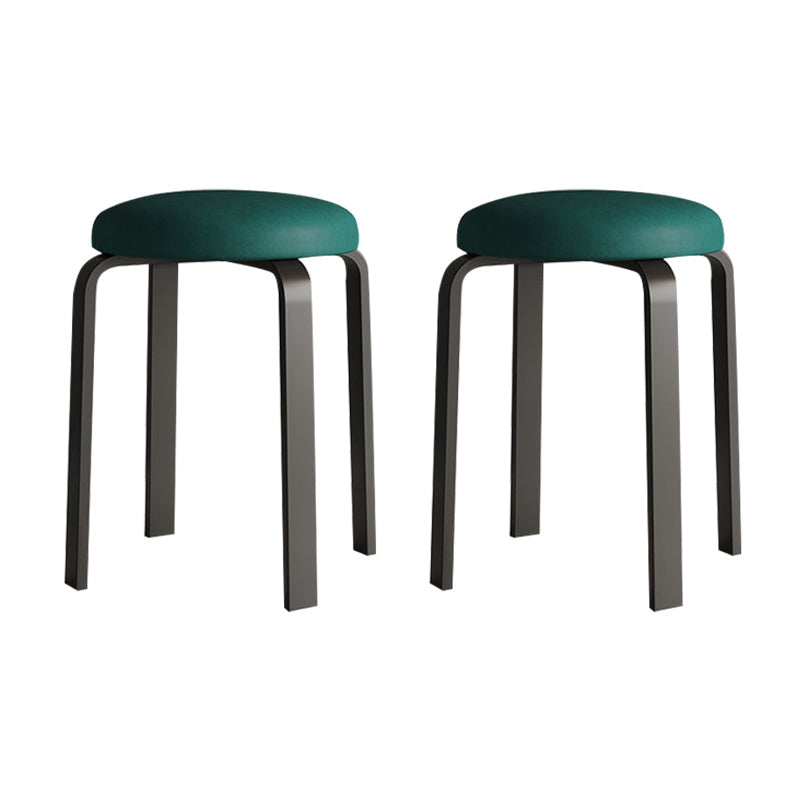 Grey Modern Standard Round Leather Water Resistant Indoor Standard Blackish Green 2 Piece Set Clearhalo 'furn' 'furn_ottomans_poufs' 'Furniture' 'Living Room Furniture' 'Ottomans & Poufs' 'ottomans_poufs' 6360120