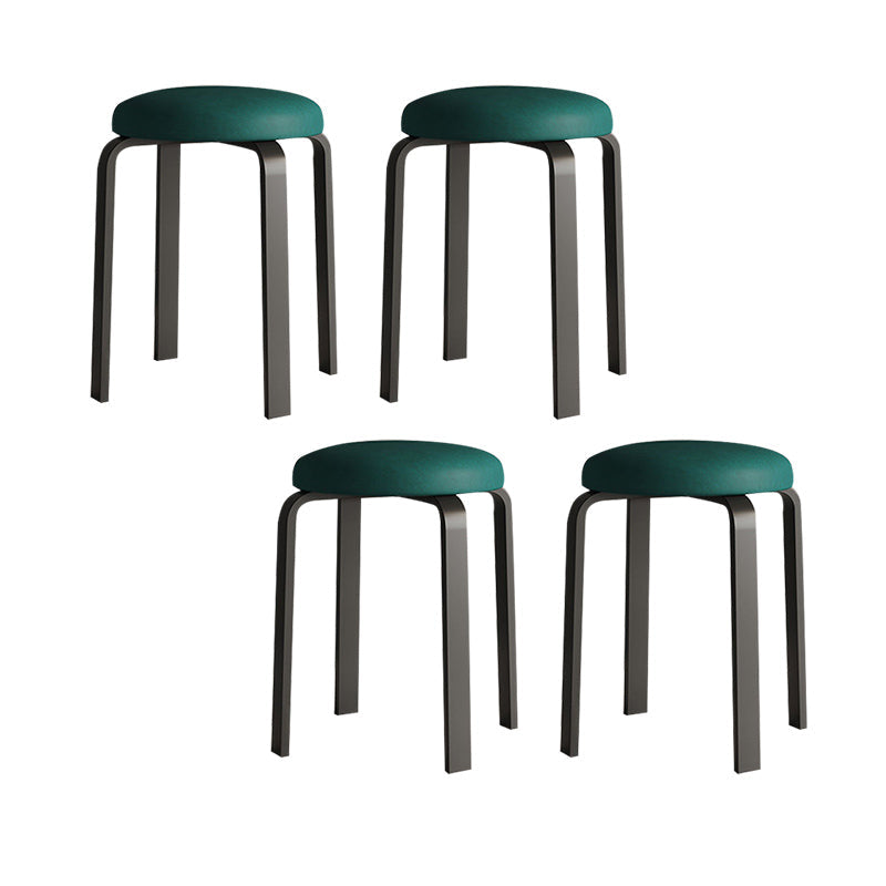 Grey Modern Standard Round Leather Water Resistant Indoor Standard Blackish Green 4 Piece Set Clearhalo 'furn' 'furn_ottomans_poufs' 'Furniture' 'Living Room Furniture' 'Ottomans & Poufs' 'ottomans_poufs' 6360121