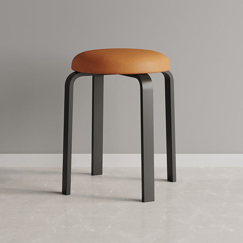 Grey Modern Standard Round Leather Water Resistant Indoor Standard Orange 1 Piece Clearhalo 'furn' 'furn_ottomans_poufs' 'Furniture' 'Living Room Furniture' 'Ottomans & Poufs' 'ottomans_poufs' 6360122