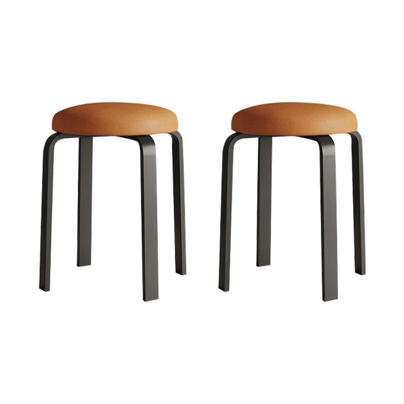 Grey Modern Standard Round Leather Water Resistant Indoor Standard Orange 2 Piece Set Clearhalo 'furn' 'furn_ottomans_poufs' 'Furniture' 'Living Room Furniture' 'Ottomans & Poufs' 'ottomans_poufs' 6360123