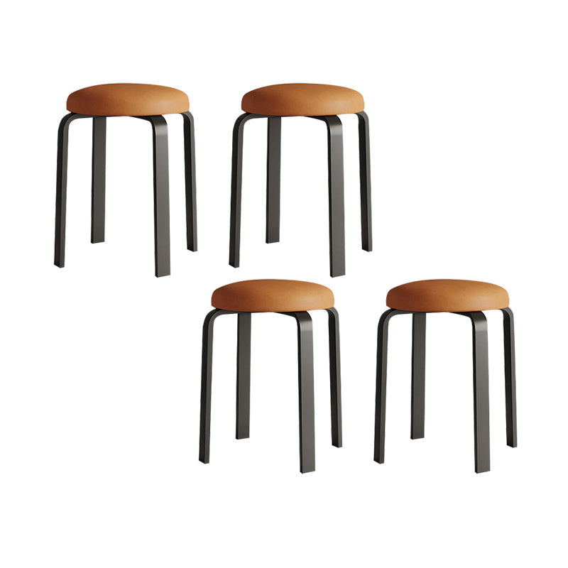 Grey Modern Standard Round Leather Water Resistant Indoor Standard Orange 4 Piece Set Clearhalo 'furn' 'furn_ottomans_poufs' 'Furniture' 'Living Room Furniture' 'Ottomans & Poufs' 'ottomans_poufs' 6360124