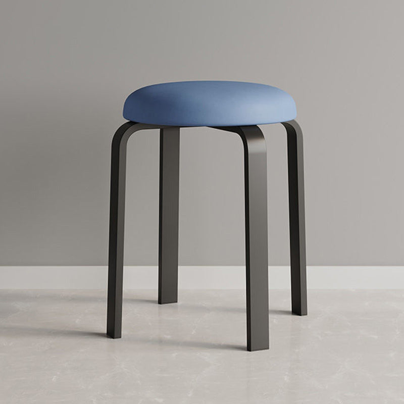 Grey Modern Standard Round Leather Water Resistant Indoor Standard Blue 1 Piece Clearhalo 'furn' 'furn_ottomans_poufs' 'Furniture' 'Living Room Furniture' 'Ottomans & Poufs' 'ottomans_poufs' 6360125