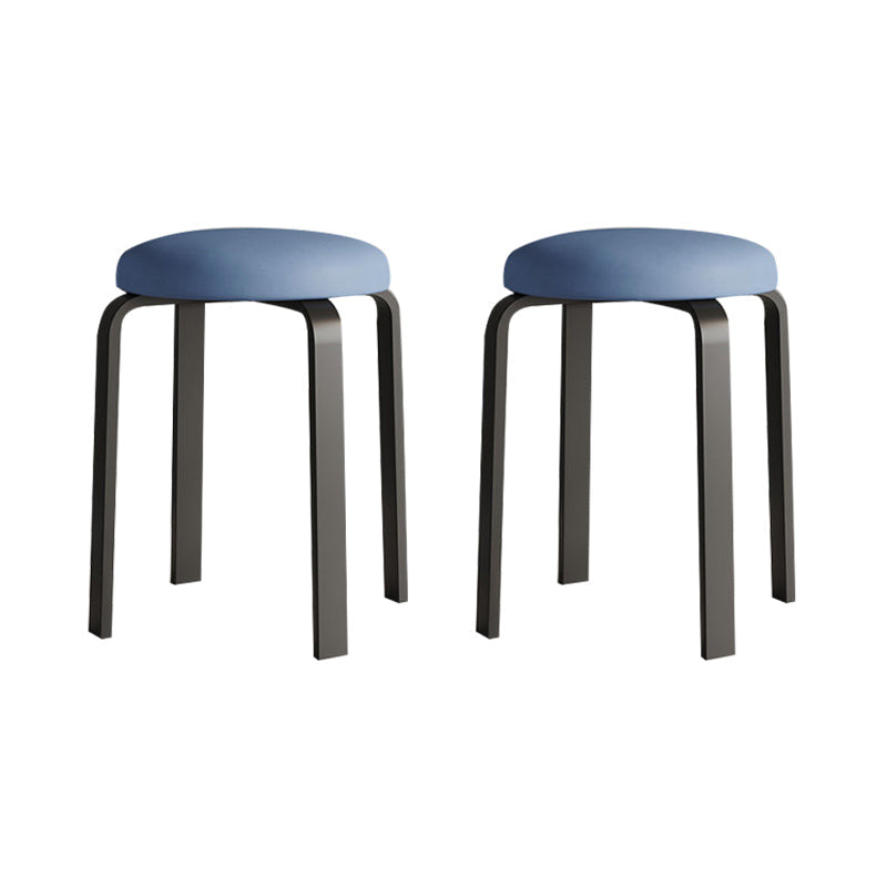 Grey Modern Standard Round Leather Water Resistant Indoor Standard Blue 2 Piece Set Clearhalo 'furn' 'furn_ottomans_poufs' 'Furniture' 'Living Room Furniture' 'Ottomans & Poufs' 'ottomans_poufs' 6360126