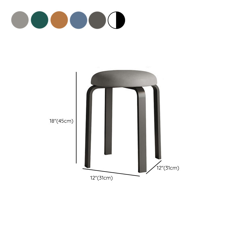 Grey Modern Standard Round Leather Water Resistant Indoor Standard Clearhalo 'furn' 'furn_ottomans_poufs' 'Furniture' 'Living Room Furniture' 'Ottomans & Poufs' 'ottomans_poufs' 6360128