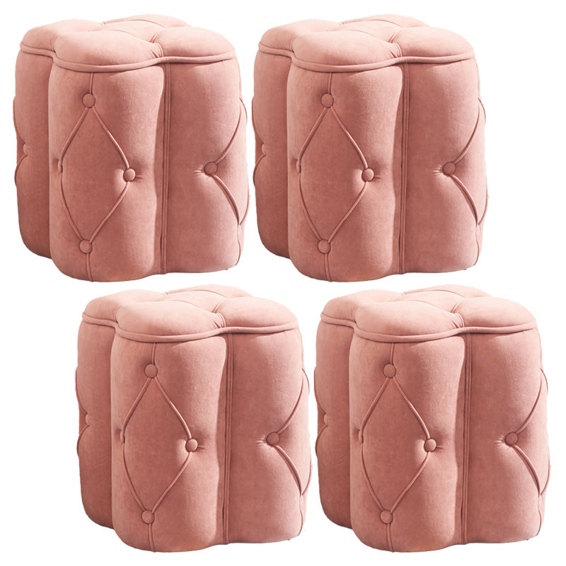 Orange Velvet Pouf Specialty Pouf Stain Resistant Indoor Pouf Pink 4 Piece Set Clearhalo 'furn' 'furn_ottomans_poufs' 'Furniture' 'Living Room Furniture' 'Ottomans & Poufs' 'ottomans_poufs' 6360133